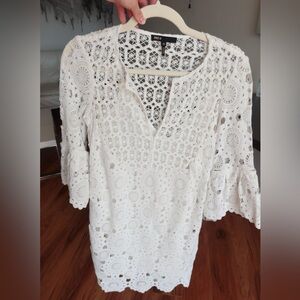 Maje Off-White Crochet Lace Dress